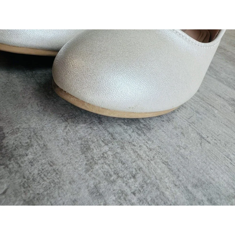 NINE WEST Toddler Girls LIL ELLE Ballet Flat White Metallic Peal Rhinestone 9